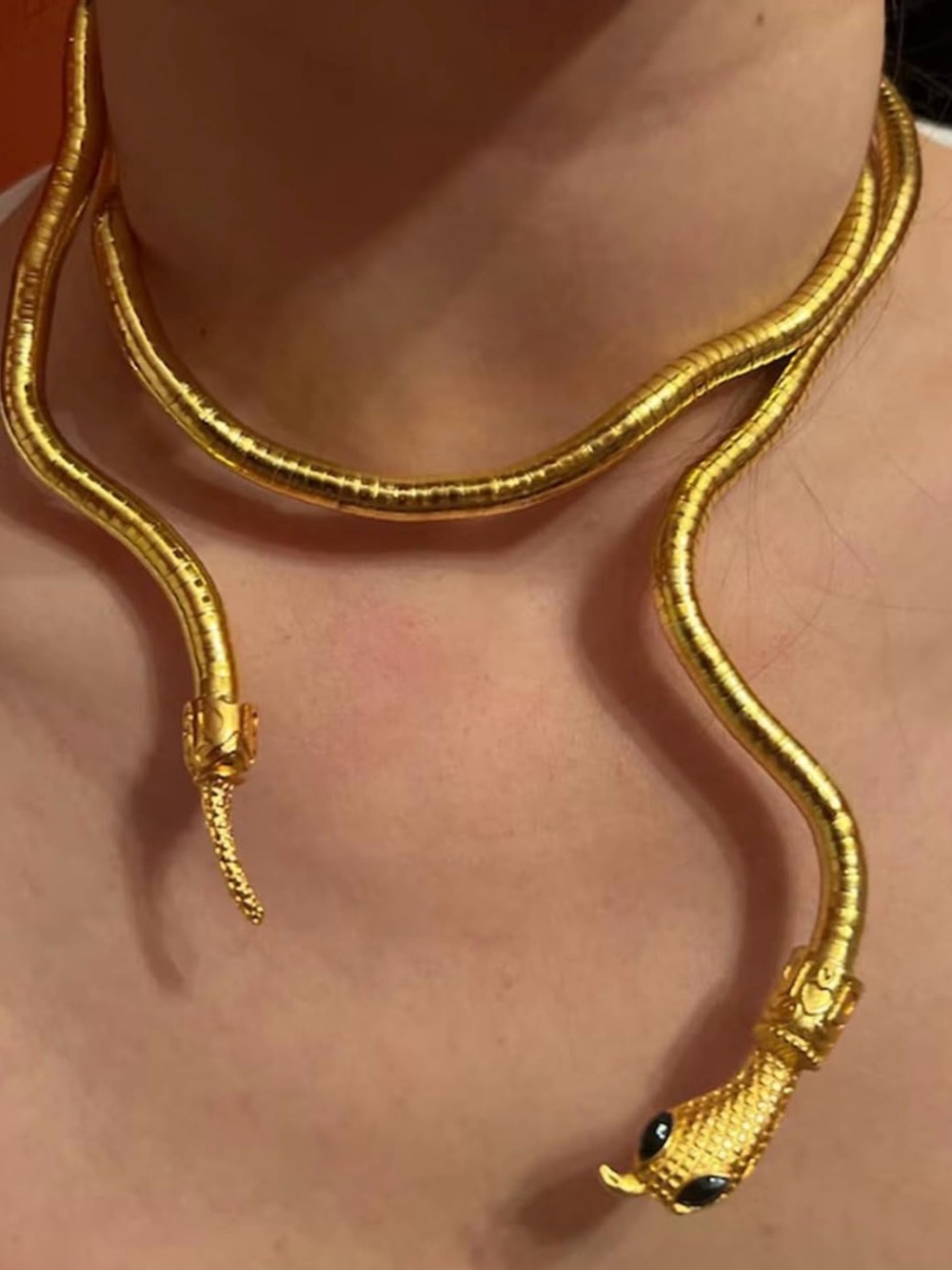 Gold Snake-Style Choker Necklace - Women Jewelry
